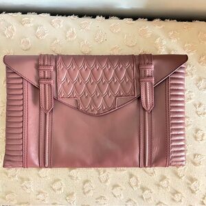 Reece Hudson Bowery Oversized Envelope Leather Clutch Mauve Purple One Size